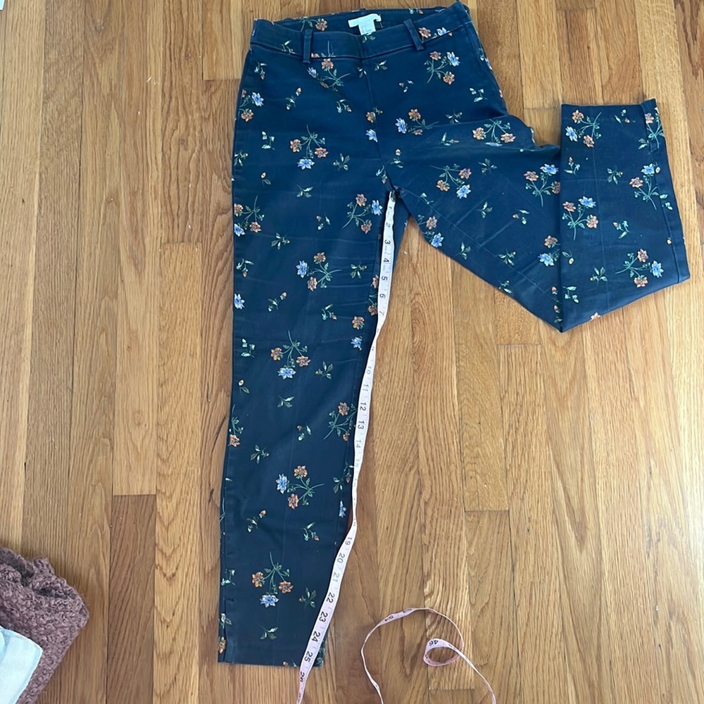 Purple and orange flowered slacks